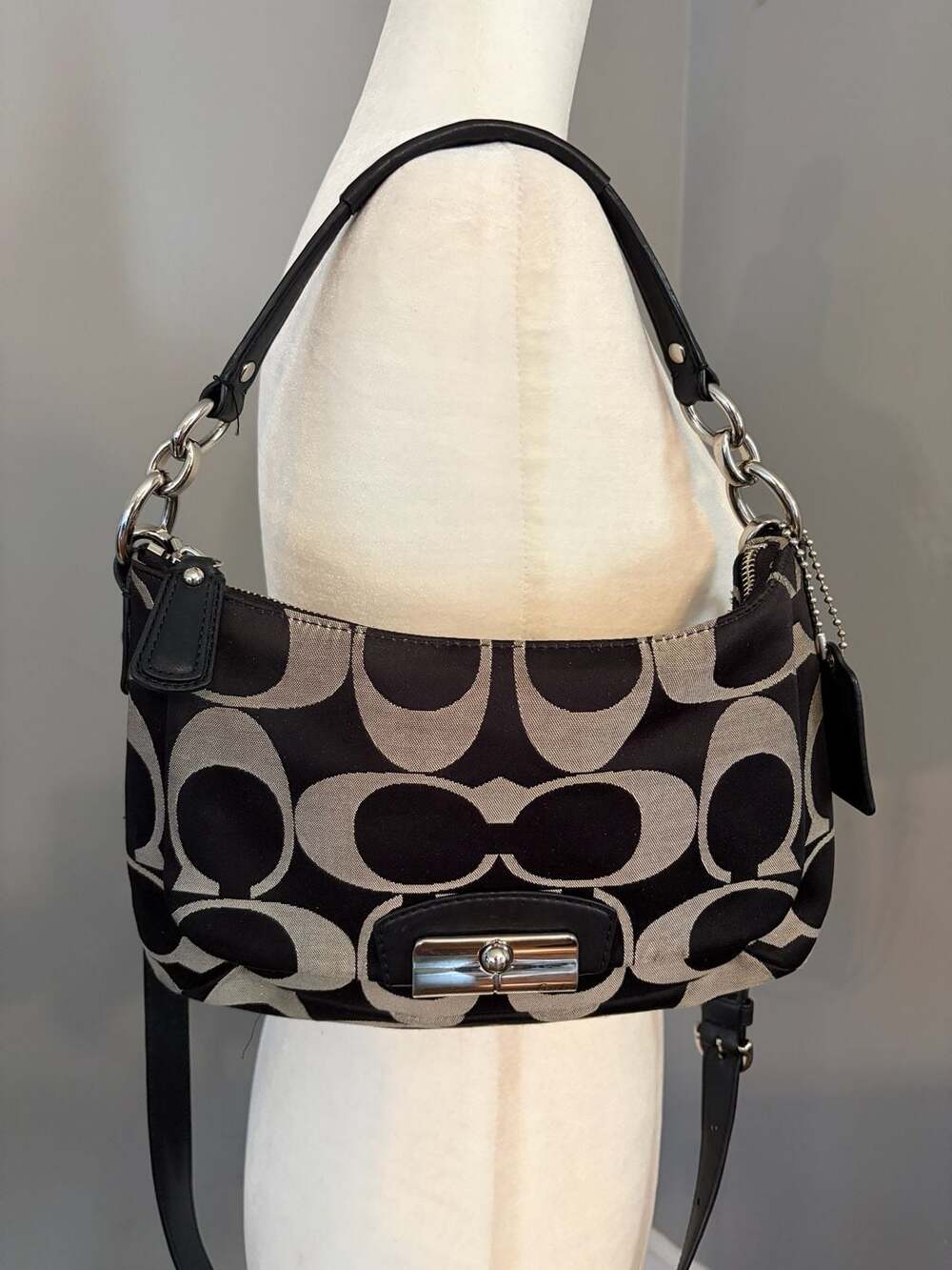 Coach Signature Crossbody Bag Black and Gray